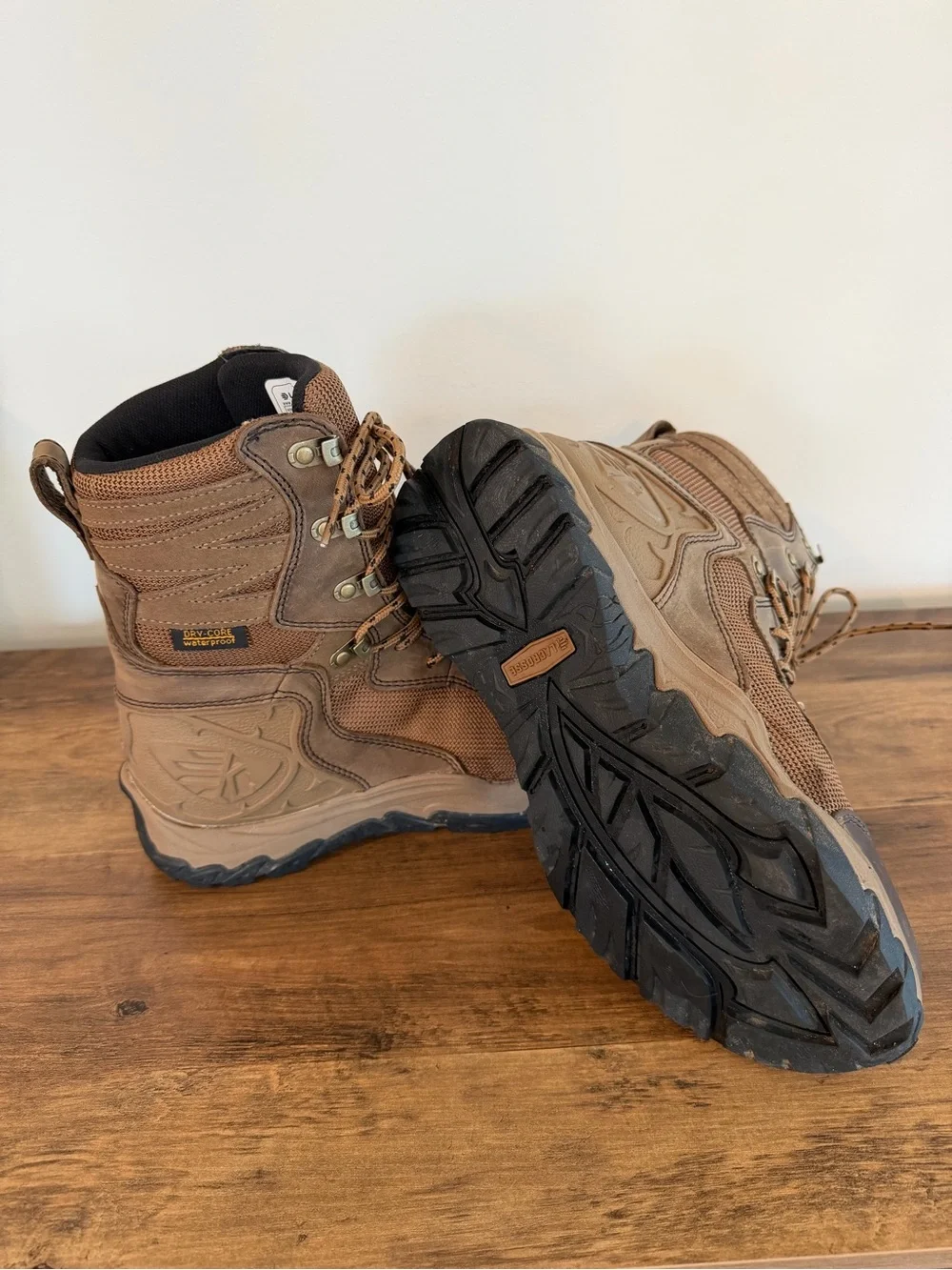 LaCrosse Brown Men's Lace-Up Waterproof Hunting Boots with Yellow Logo